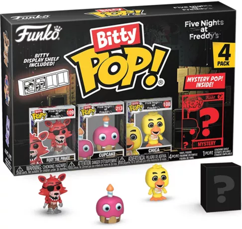 Figurines Bitty Pop Five Nights at Freddy Foxy pirate, Cupcake & Chica